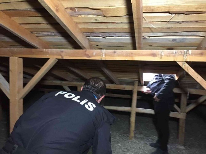 Polisler çatıda hırsız aradı