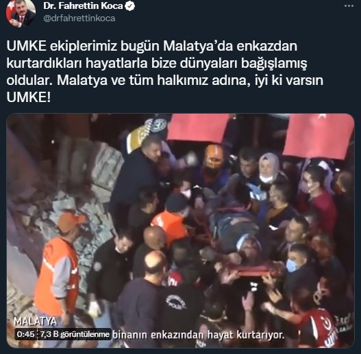 Bakan Koca: İyi ki varsın UMKE!