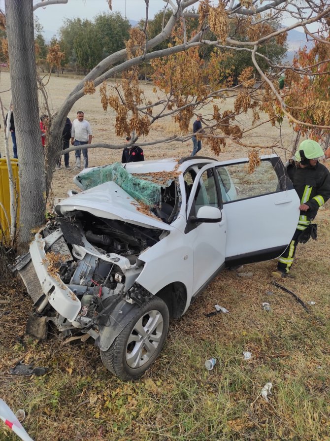 Ağaca çarpan otomobildeki kadın öldü, eşi yaralandı