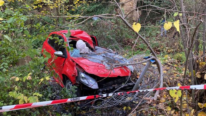 Aşırı süratli seyreden otomobil ağaçlara çarptı: 1 ölü, 1 yaralı