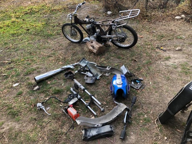 Çalınan motosiklet parçalar halinde bulundu