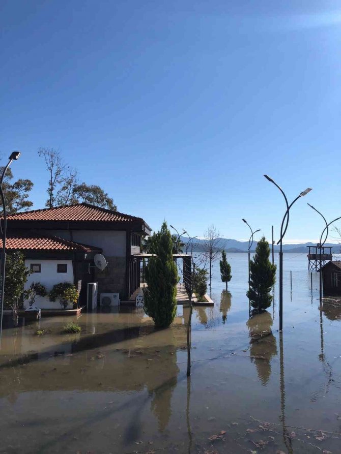 Arı kovanları sular altında kaldı