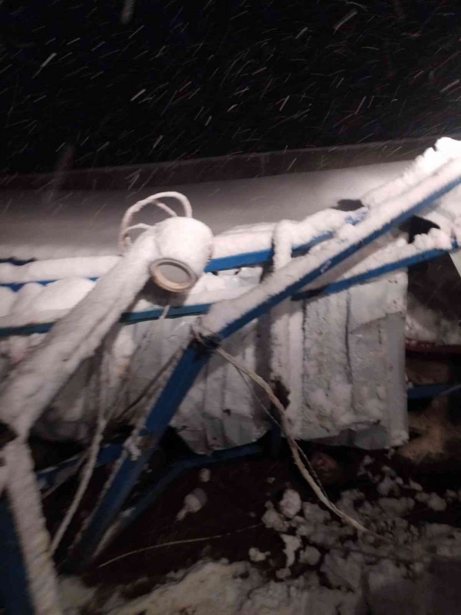 Hatay’da kar yağışı nedeniyle ahır çöktü, 10 hayvan telef oldu