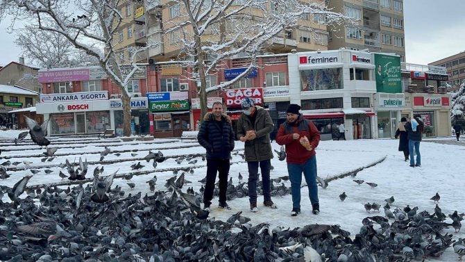 Yoğun kar yağışı havadan görüntülendi