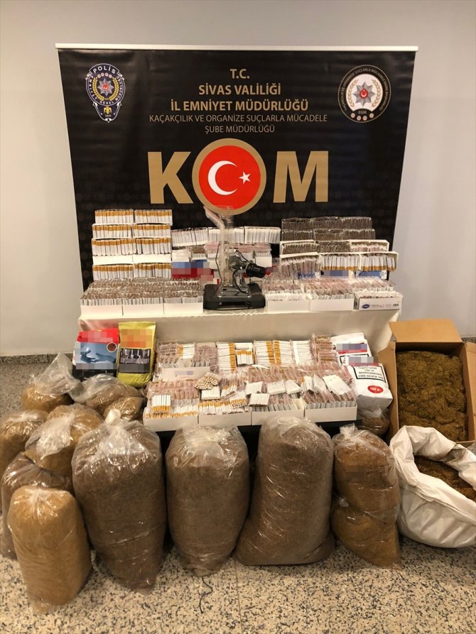 Sivas'ta 145 kilogram kaçak tütün ele geçirildi