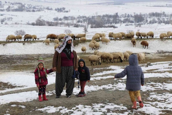 Karlı yolları aşıp besicilere ulaşıyorlar