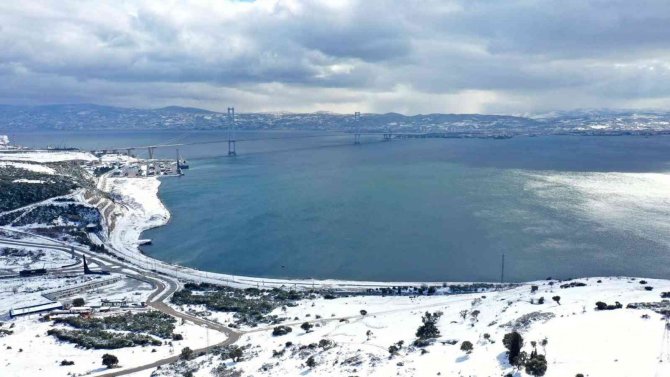 Kocaeli’nin kar manzarası mest etti