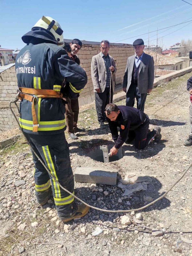 Rögar kuyusuna düşen koyun kurtarıldı