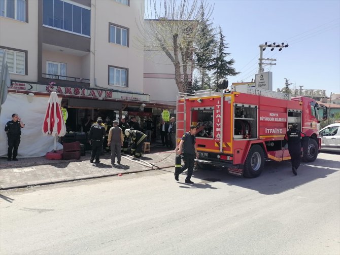 Konya'da bir marketin deposunda çıkan yangın söndürüldü