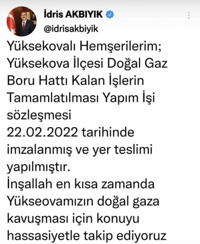 Yüksekova doğalgaza kavuşuyor