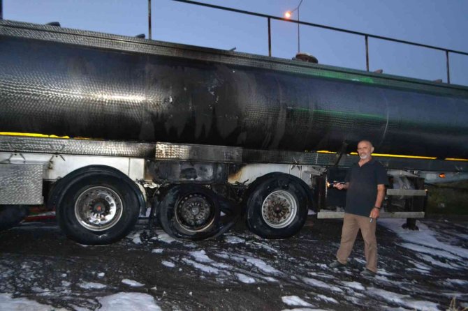 Yağ tankerinde korkutan yangın: "Bir anda lastik gümledi"