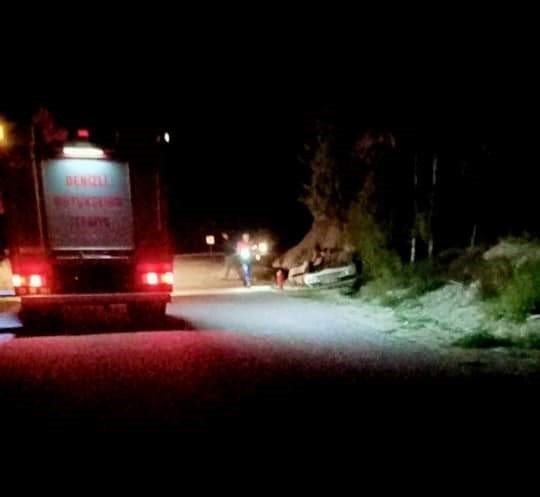 Virajı alamayan otomobil şarampole devrildi