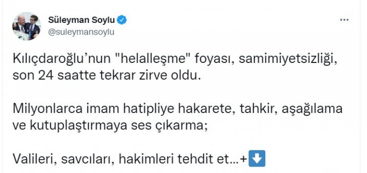 Bakan Soylu: Kılıçdaroğlu'nun derdi, kaos ve anarşizm