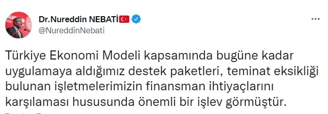 Bakan Nebati: KOBİ'lere destek için yeni bir kefalet paketi çalışması yürütüyoruz