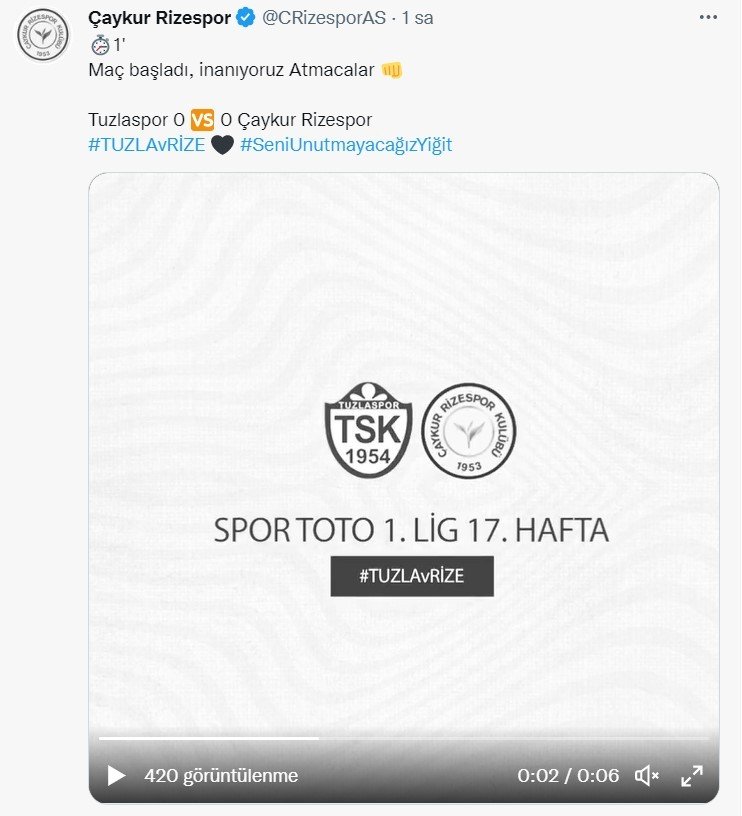 Çaykur Rizespor’da yas hakim