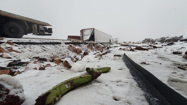 Diyarbakır'da muz yüklü TIR devrildi