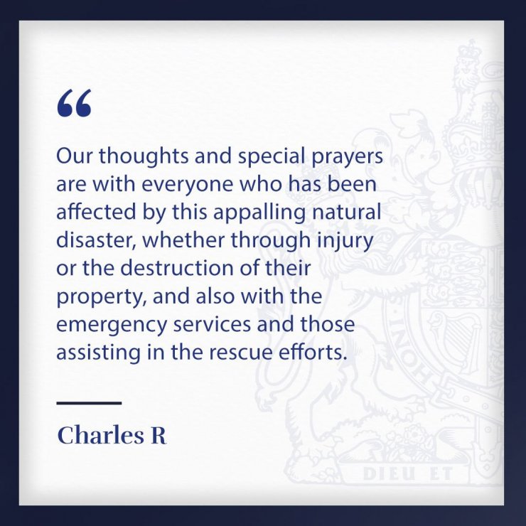 Kral Charles’tan taziye mesajı