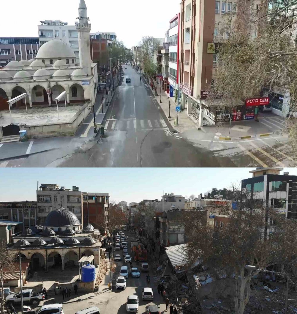 Adıyaman'ın depremin öncesi ve sonrası görüntüsü