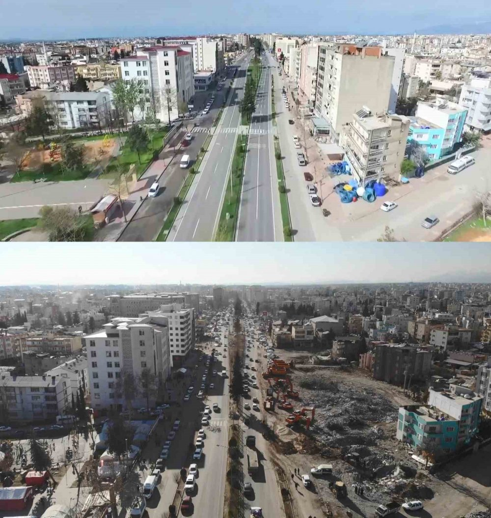 Adıyaman'ın depremin öncesi ve sonrası görüntüsü