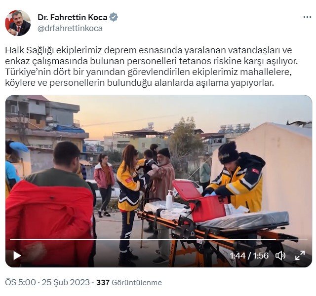 Bakan Koca açıkladı! Tetanos riskine karşı aşılandılar