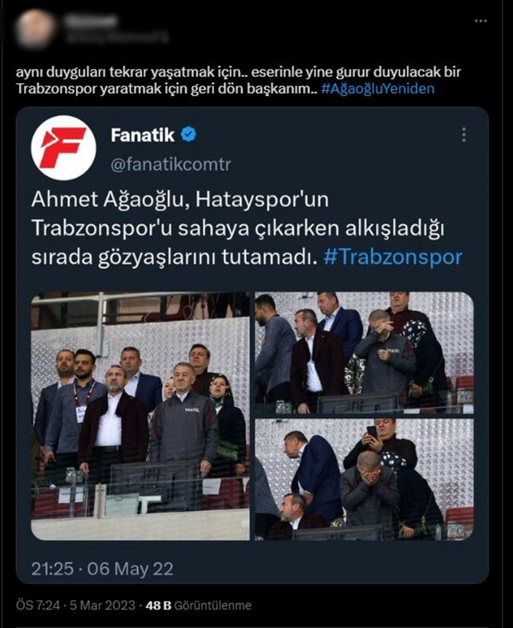 Trabzonspor taraftarından Ahmet Ağaoğlu’na geri dön çağrısı