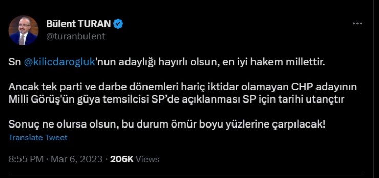 AK Parti cephesinden Kılıçdaroğlu'nun adaylığına yorum
