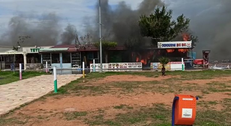 Ahşap kafe küller içinde