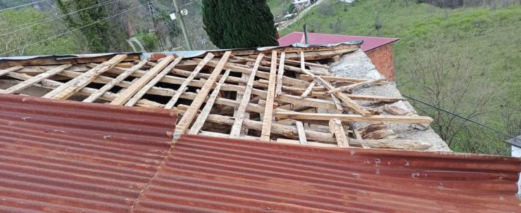 Doğu Karadeniz'de fırtına etkisi; çatı uçtu, ağaç devrildi