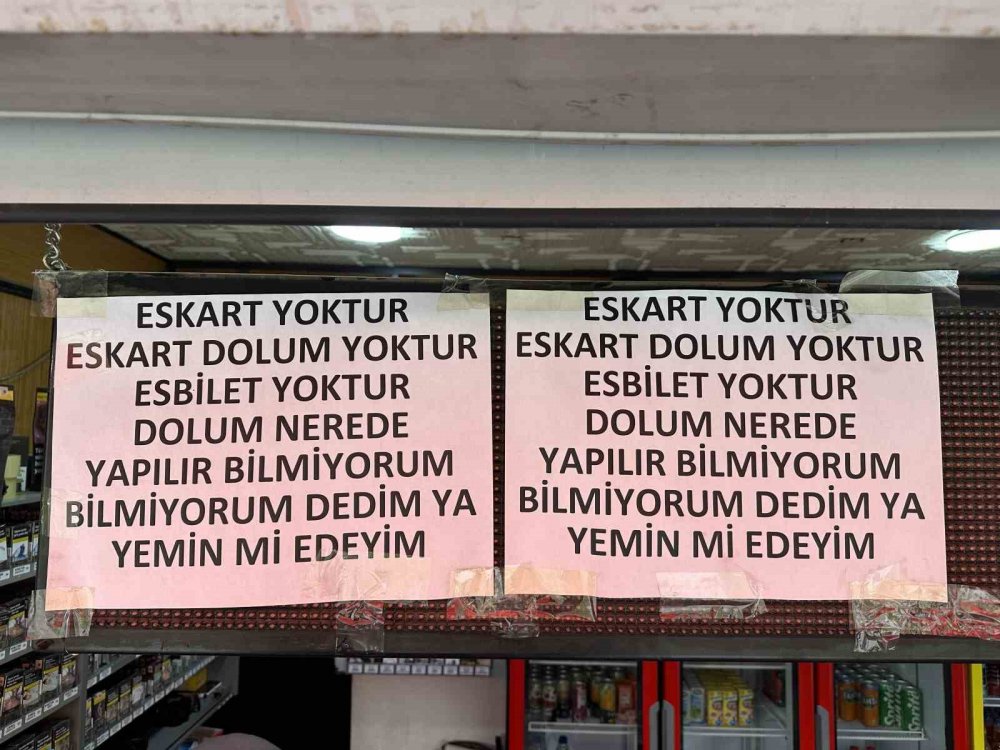 Büfe camında şaşırtan yazı! Yemin mi edeyim?