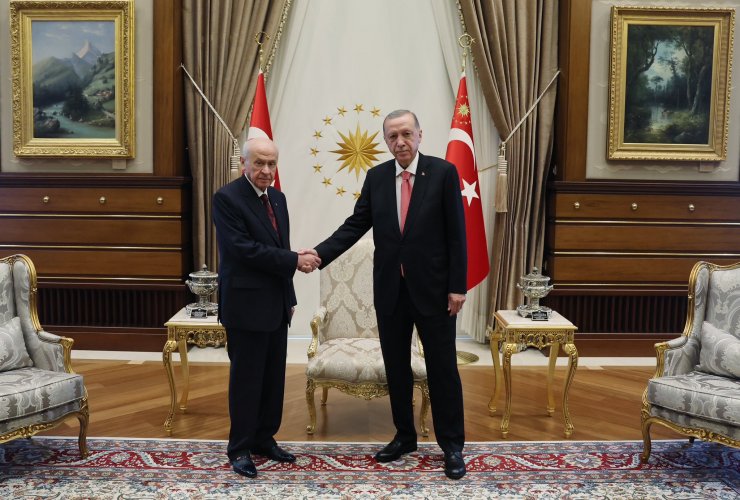 Cumhurbaşkanı Erdoğan Külliye'de liderler ile görüştü