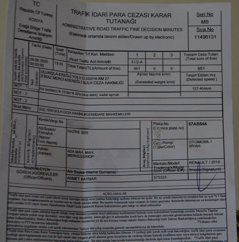 Hayatında hiç gitmediği Konya’dan radar cezası yedi