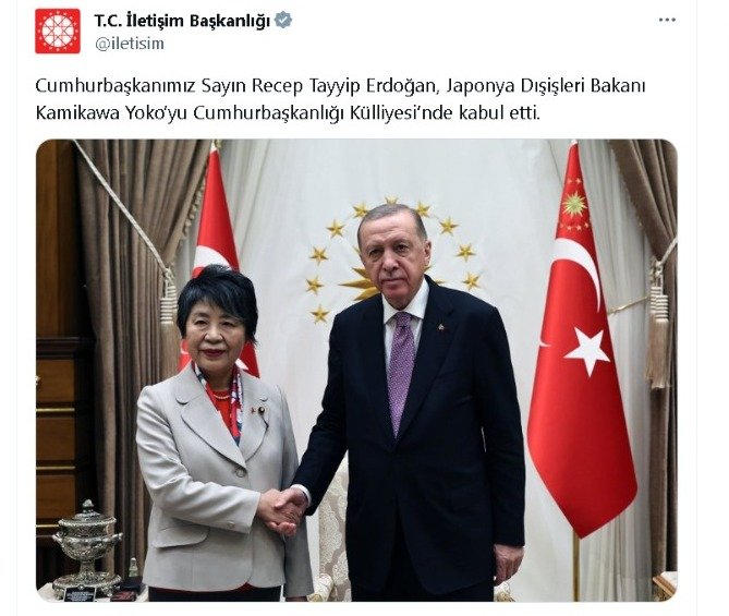 Cumhurbaşkanı Erdoğan, Japonya Dışişleri Bakanı Yoko'yu kabul etti