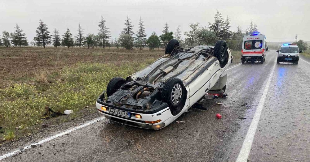 Konya’da otomobil takla attı: 3 yaralı