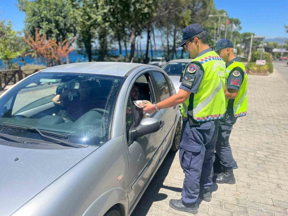 Jandarma sürücüleri hem denetledi hem bilgilendirdi