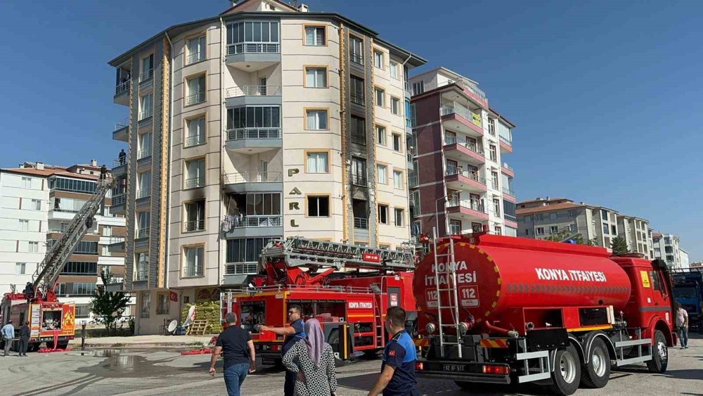 Konya'da apartmanda yangın! 6 kişi hastanelik oldu