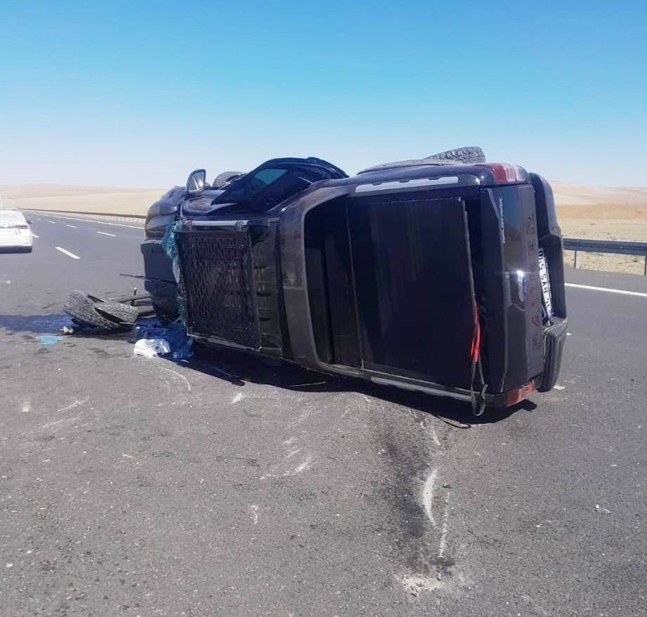 Konya'da pikap devrildi! Sürücü yaralandı