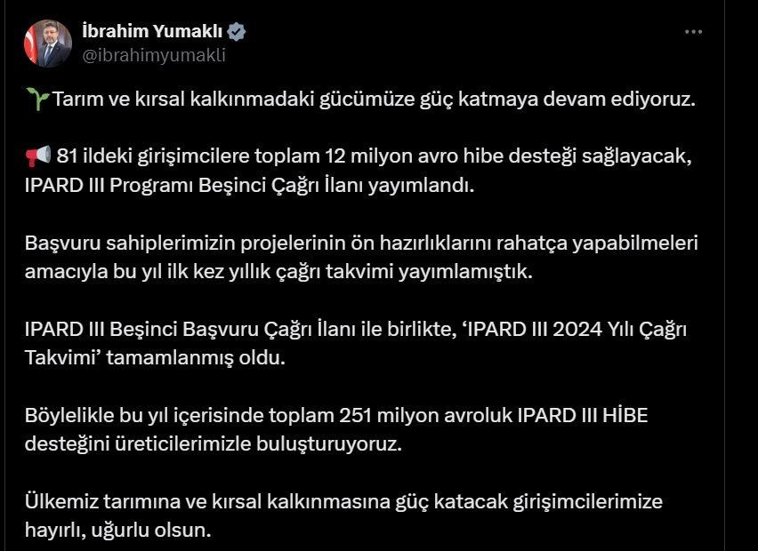 Bakan Yumaklı'dan girişimcilere müjde