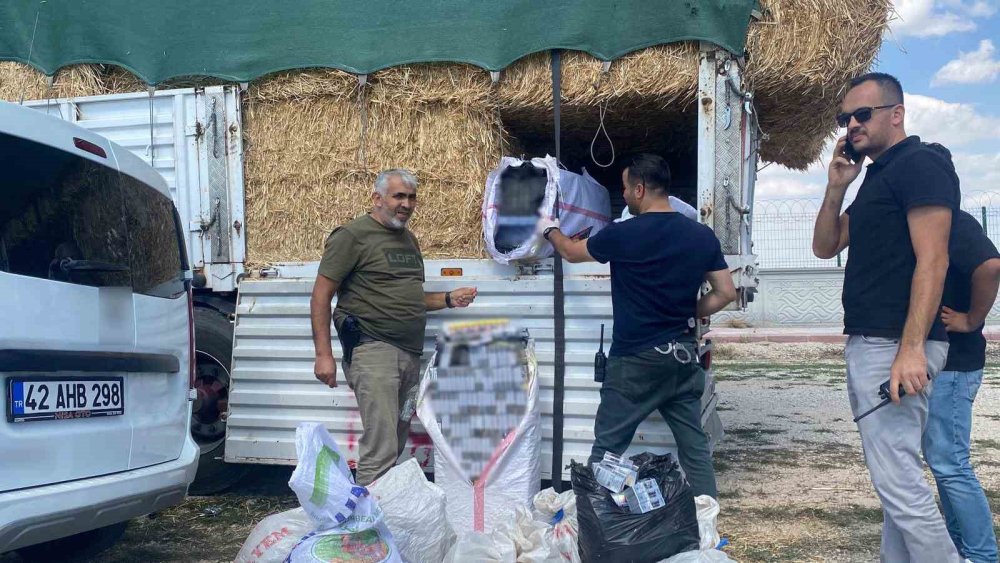 Konya polisi ortaya çıkardı! Saman balyalarının içinde bulundu