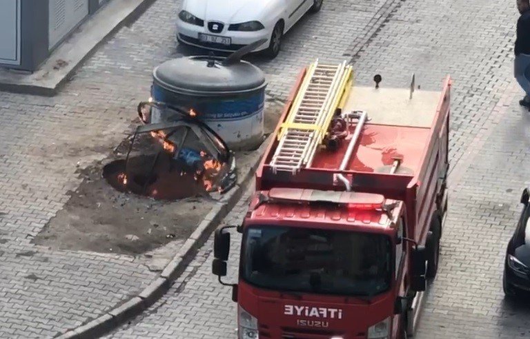 Konya merkezde çöp konteynerinde yangın