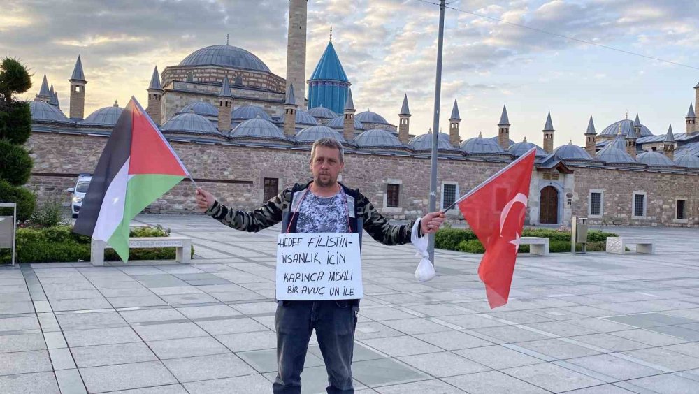 Gazze'ye kadar yürüyecek! Konya'ya ulaştı