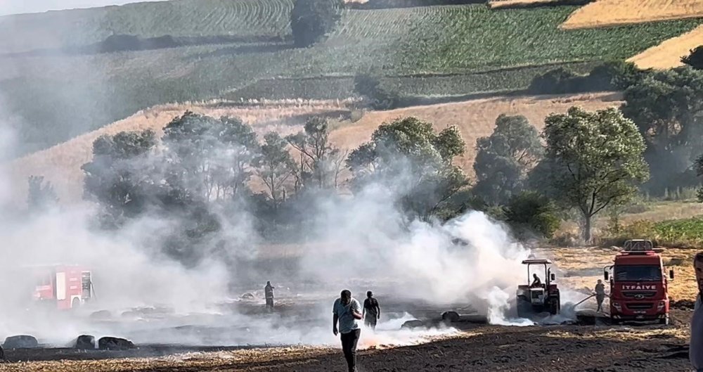 Sakarya'daki yangına çiftçiler traktörleriyle set oluşturdu