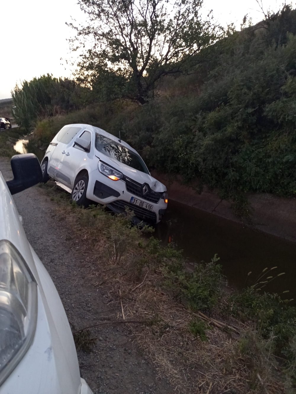 Koyun sürüsüne çarpıp, su kanalına düşen otomobilden 14 kaçak göçmen çıktı