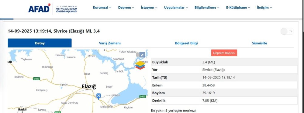 Elazığ’da deprem