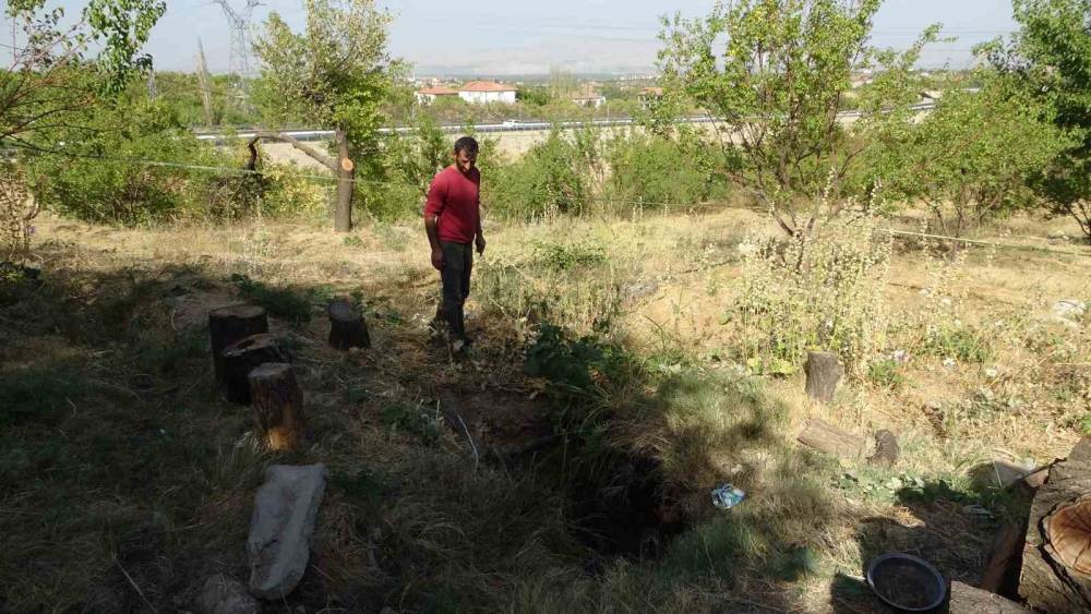 Kayısı bahçesinde obruk!