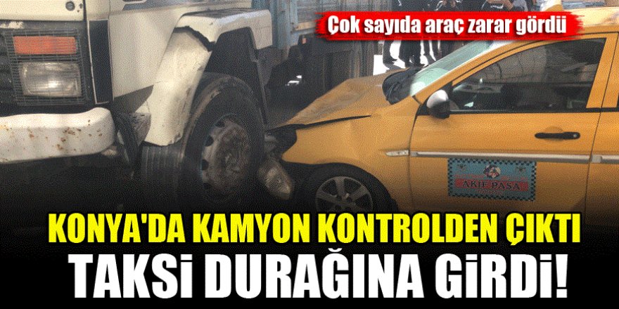 Köşeyi dönemeyen kamyon taksi durağına böyle daldı