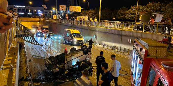 Konya'da kontrolden çıkan otomobil alt geçide düştü: 2 yaralı
