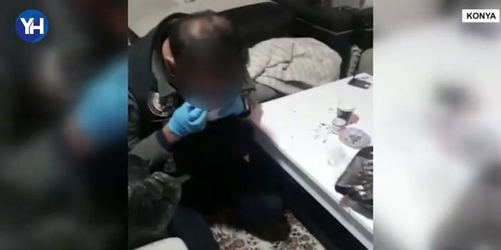 Konya’da torbacının evinde poşet poşet uyuşturucu çıktı