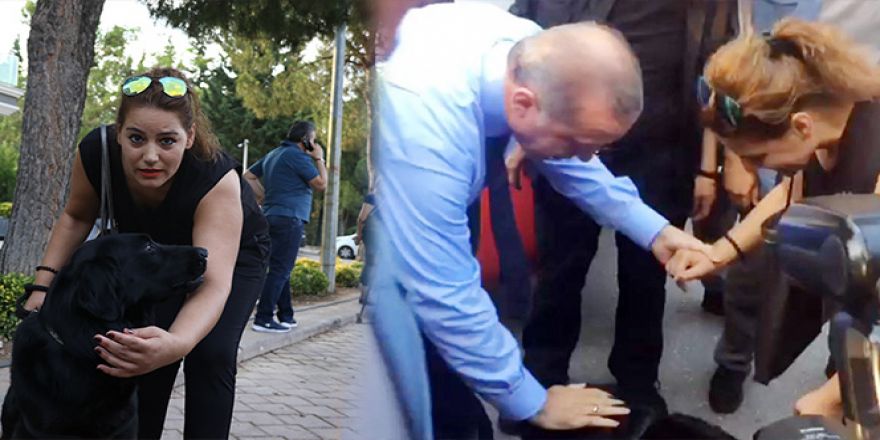 Cumhurbaşkanı Erdoğan 'Cesur' köpek için otobüsten indi